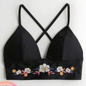 Hollister Embroidered Longline Triangle Bikini Top
